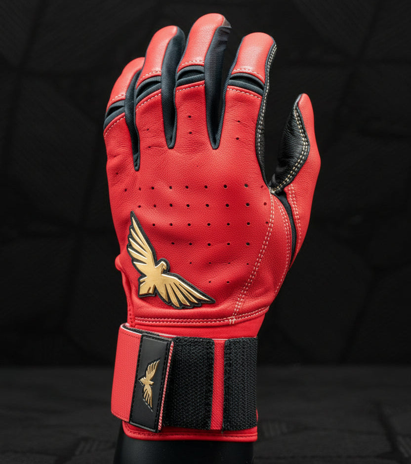 red premium batting gloves