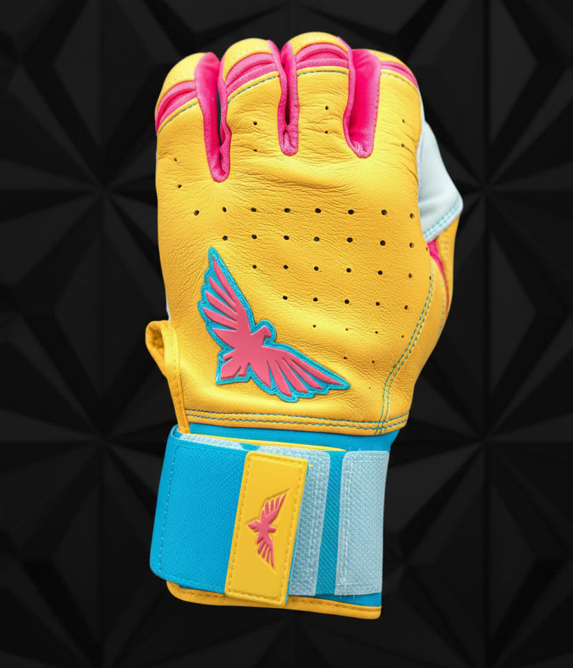 yellow premium batting gloves
