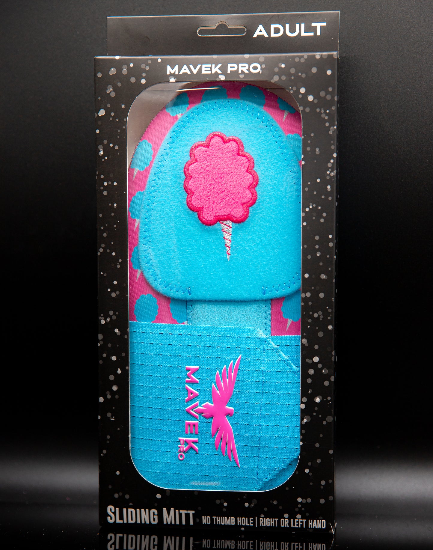 cotton candy sliding mitt inside retail package