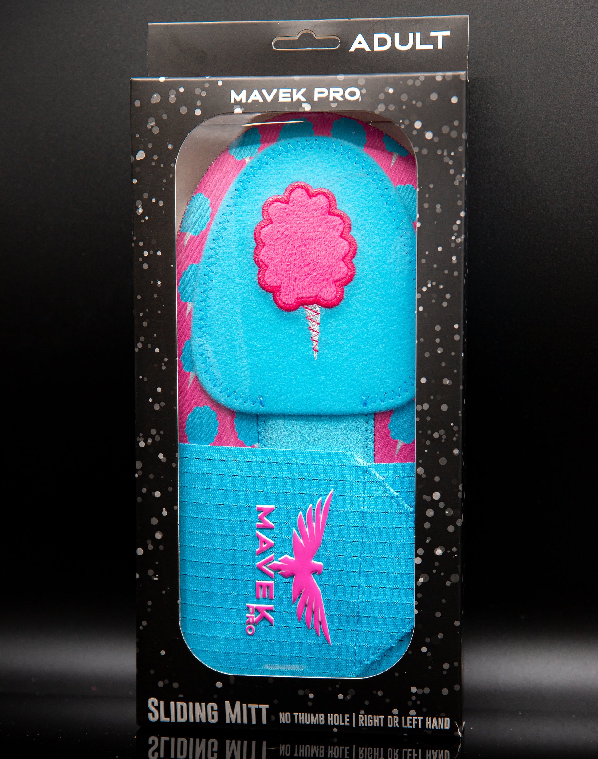 cotton candy sliding mitt inside retail package